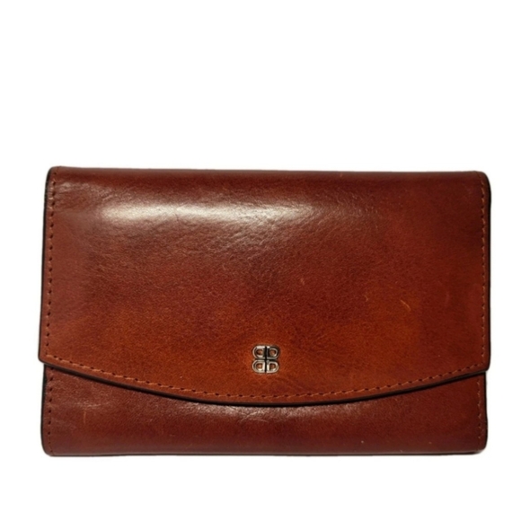 BOSCA Brown Hand Stained Hide Tri Fold ID Card Wallet Multi Card Coin Pocket - Picture 1 of 8